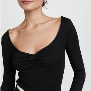 Madewell Fine Ribbed Sweetheart Tee - Black - Size M - NWOT